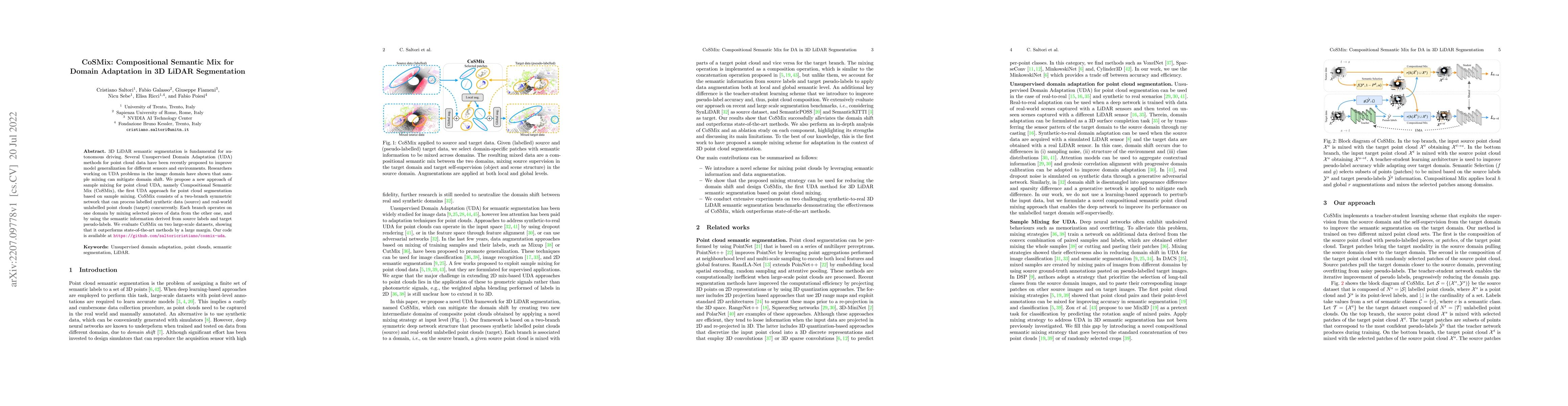 Thumbnail for CoSMix: Compositional Semantic Mix for Domain Adaptation in 3D LiDAR
  Segmentation