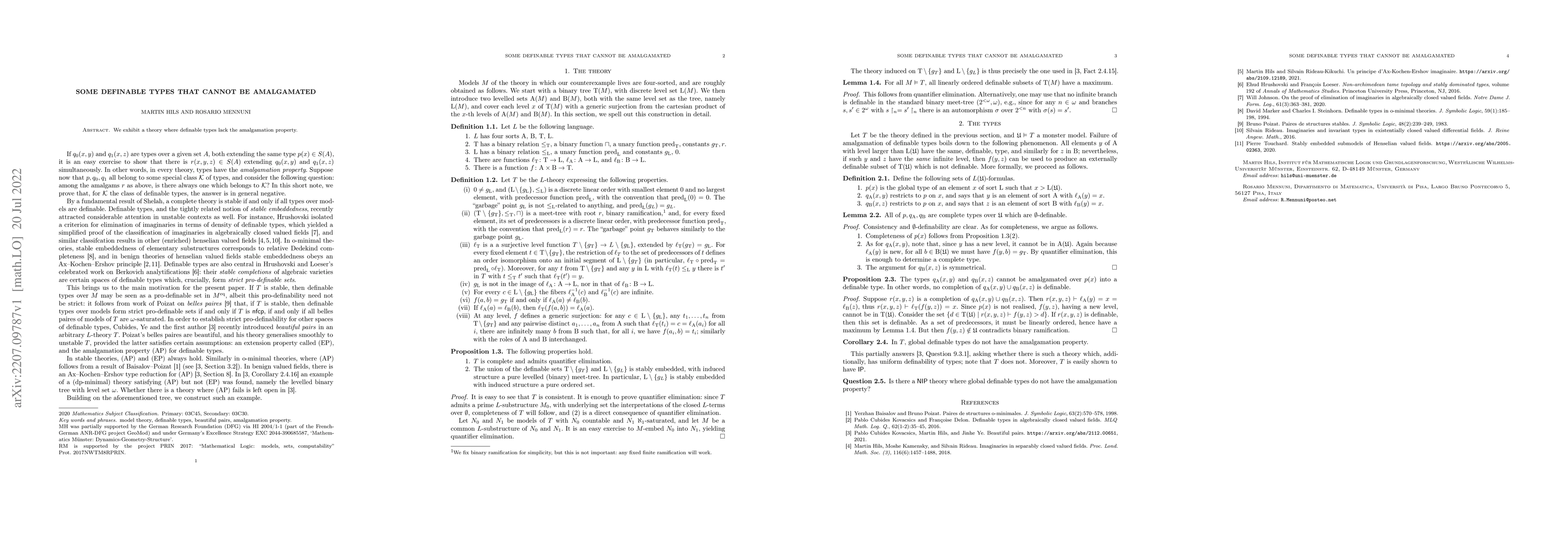 Thumbnail for Some definable types that cannot be amalgamated