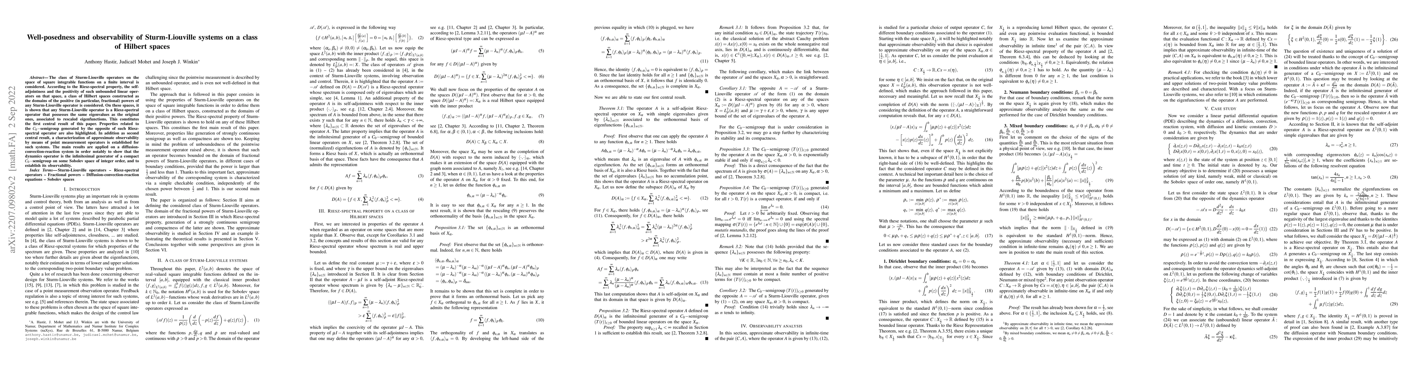 Thumbnail for Well-posedness and observability of Sturm-Liouville systems on a class
  of Hilbert spaces