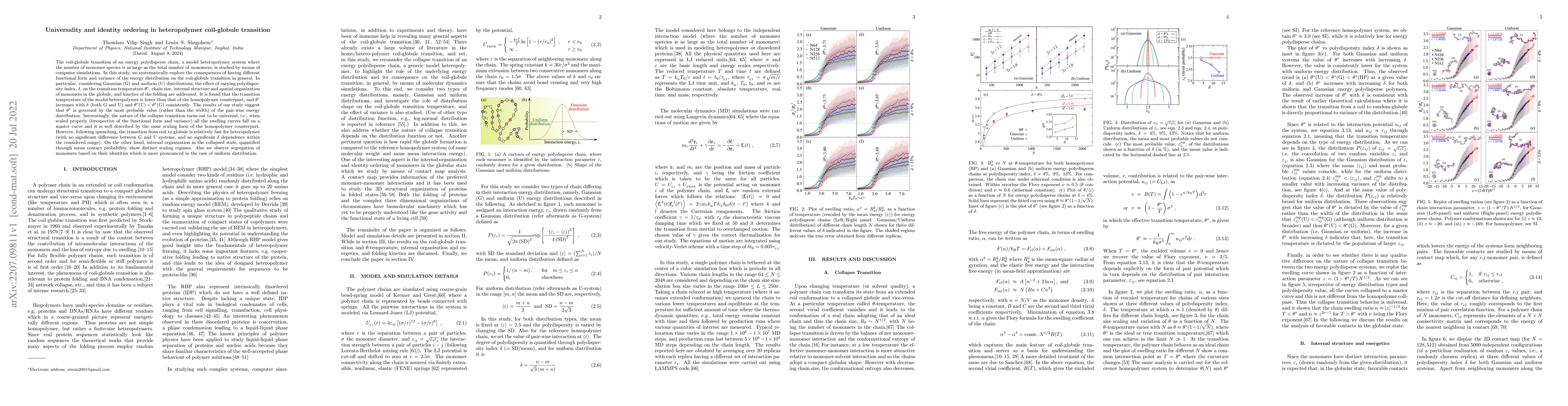 Thumbnail for Universality and identity ordering in heteropolymer coil-globule
  transition