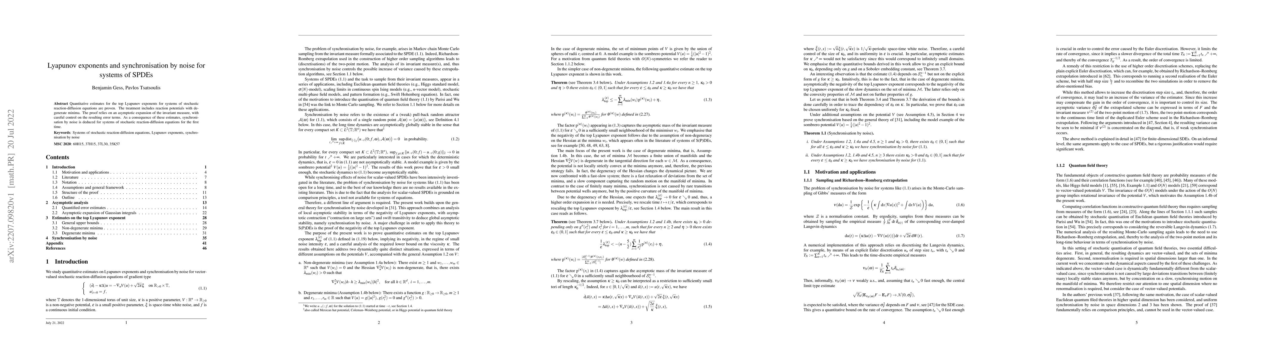 Thumbnail for Lyapunov exponents and synchronisation by noise for systems of SPDEs