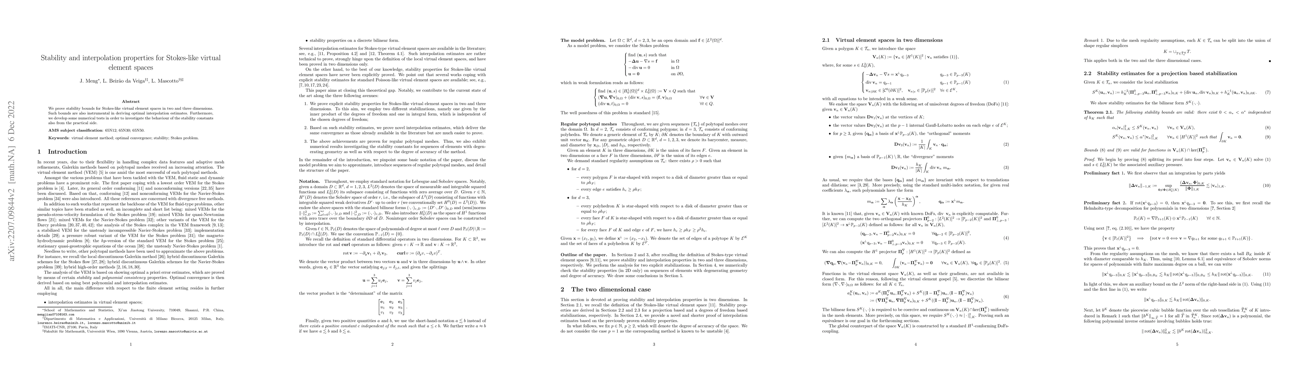 Thumbnail for Stability and interpolation properties for Stokes-like virtual element
  spaces