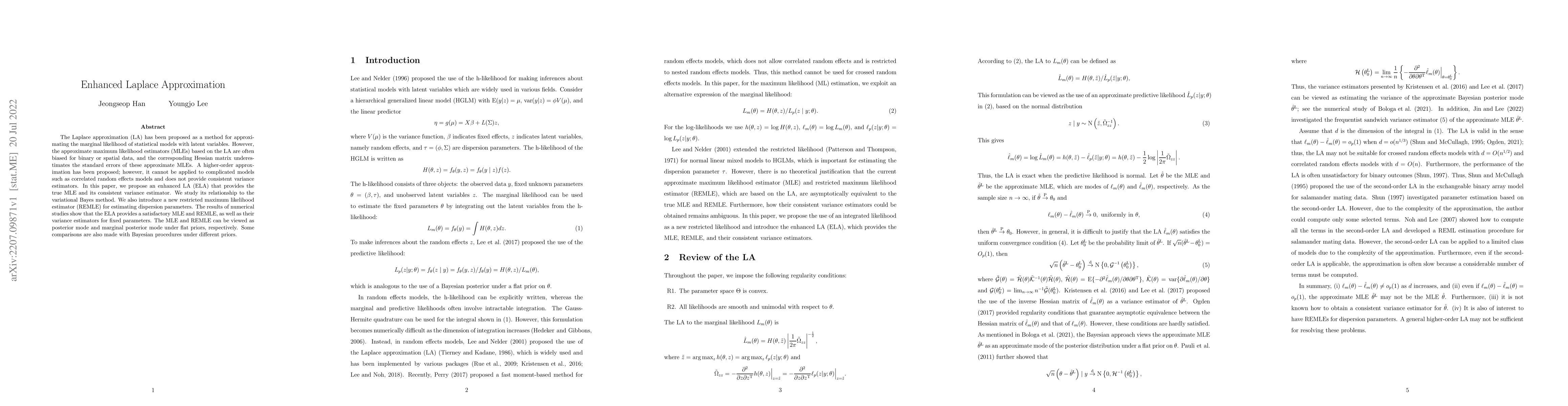 Thumbnail for Enhanced Laplace Approximation