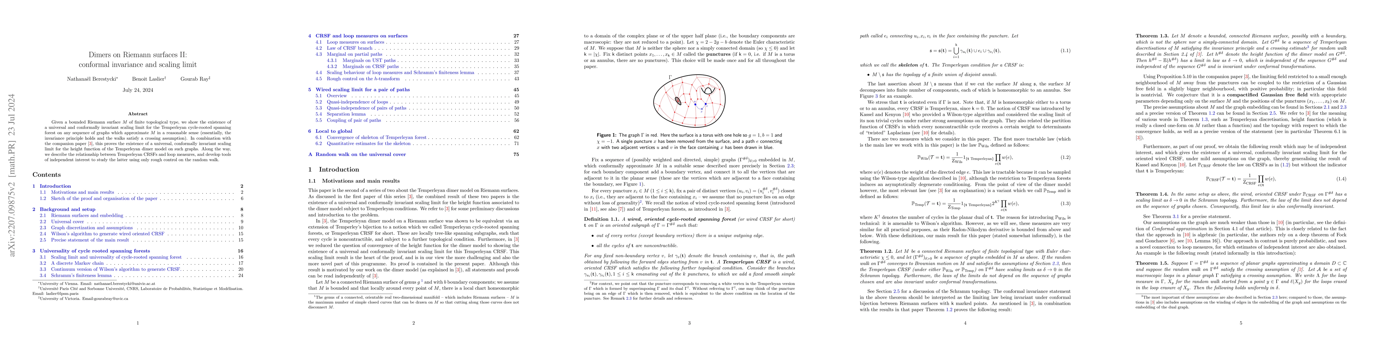 Thumbnail for Dimers on Riemann surfaces II: conformal invariance and scaling limit