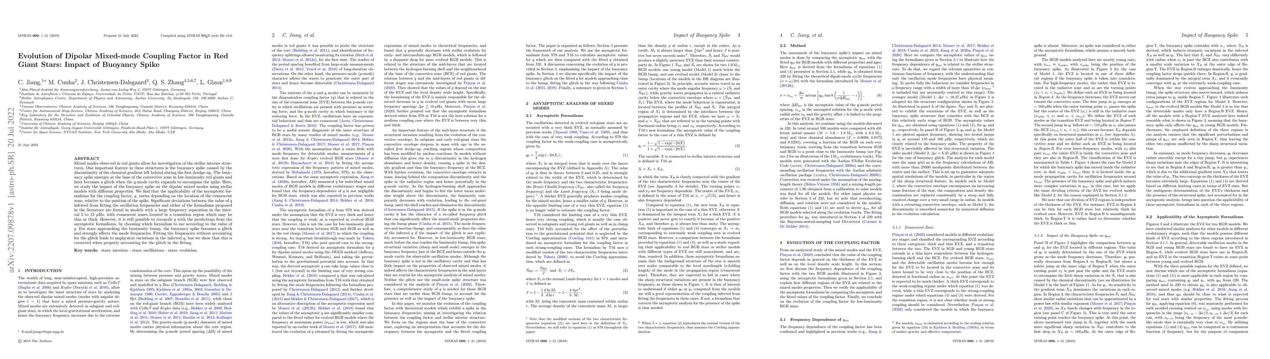 Thumbnail for Evolution of Dipolar Mixed-mode Coupling Factor in Red Giant Stars:
  Impact of Buoyancy Spike