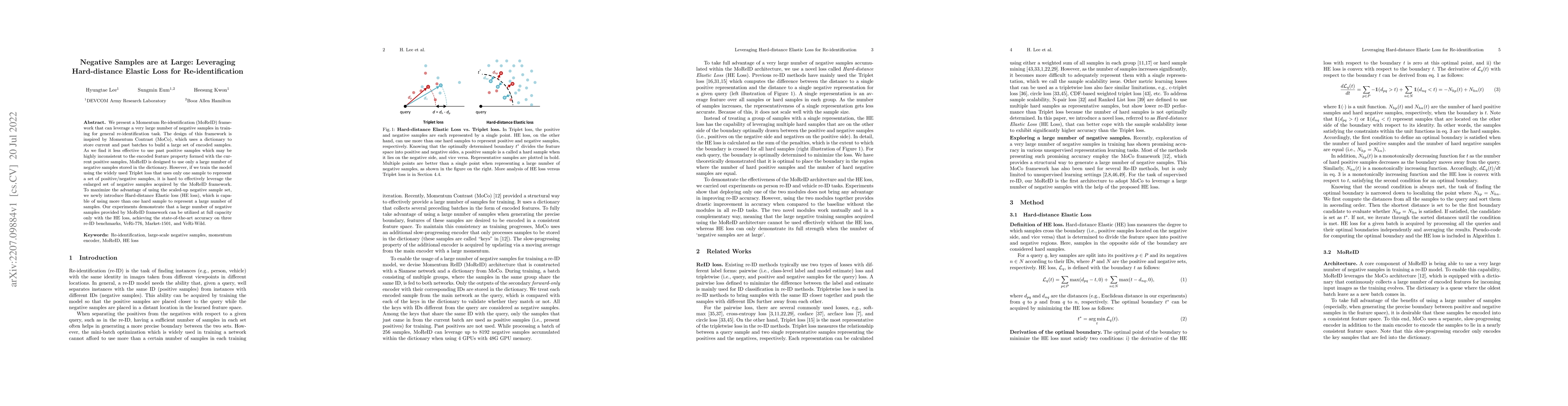 Thumbnail for Negative Samples are at Large: Leveraging Hard-distance Elastic Loss for
  Re-identification