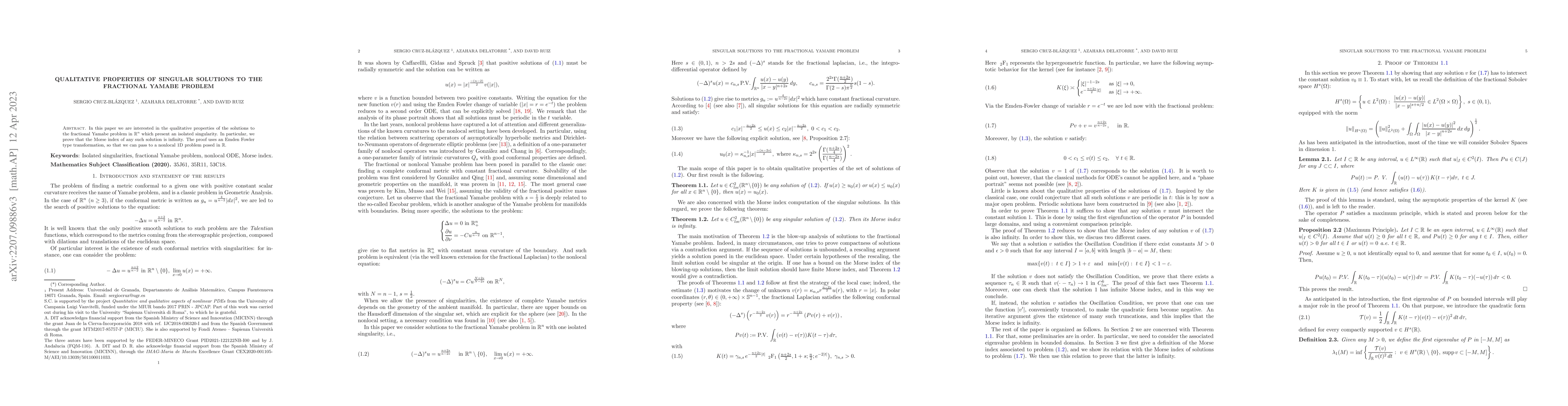 Thumbnail for Qualitative Properties of Singular Solutions to the Fractional Yamabe
  Problem