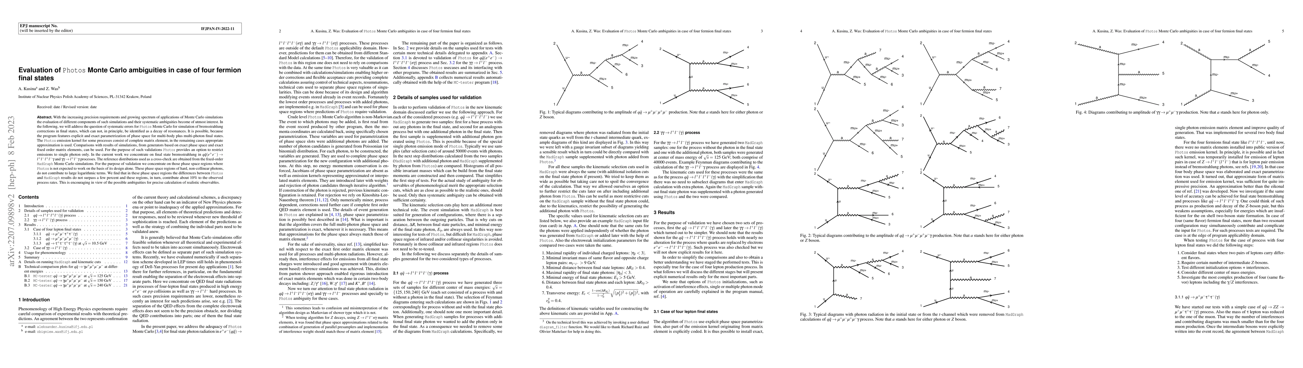 Thumbnail for Evaluation of Photos Monte Carlo ambiguities in case of four fermion
  final states