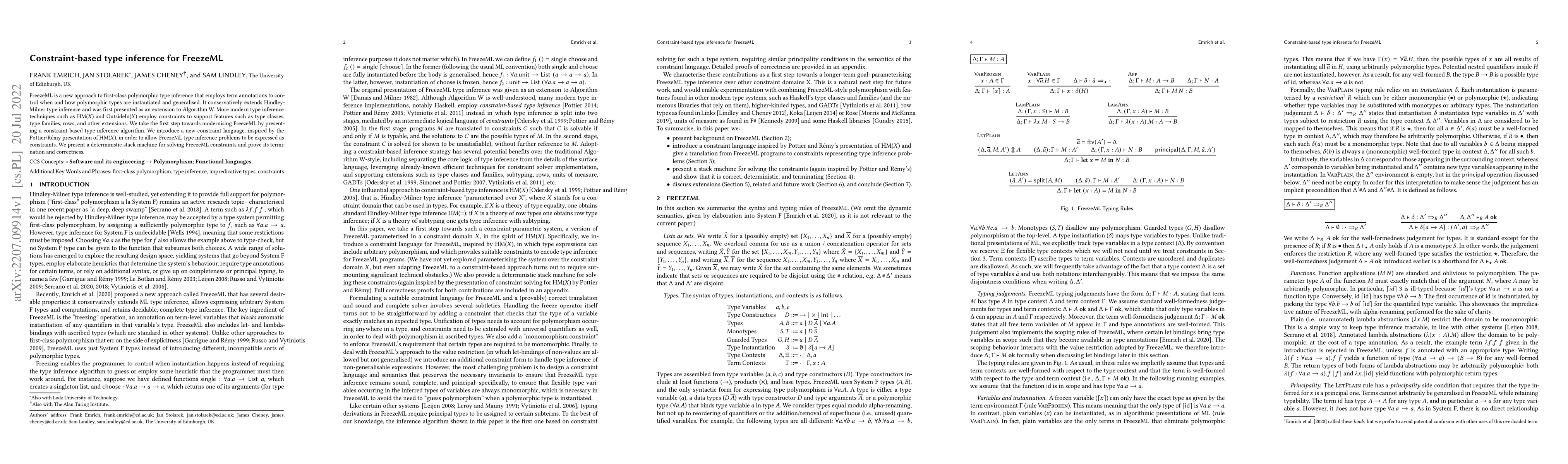 Thumbnail for Constraint-based type inference for FreezeML