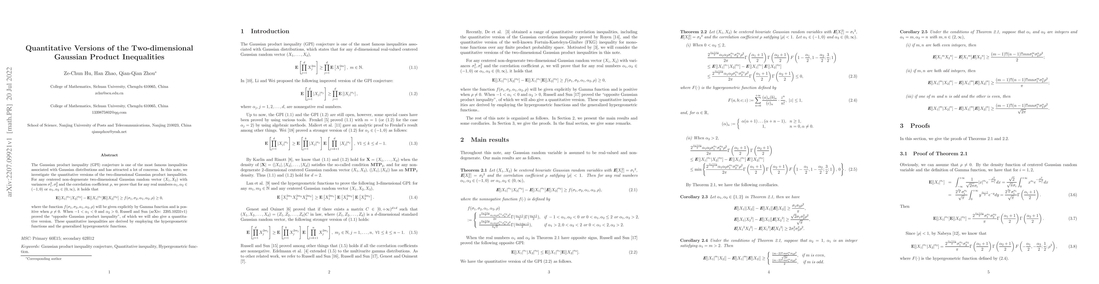 Thumbnail for Quantitative Versions of the Two-dimensional Gaussian Product
  Inequalities
