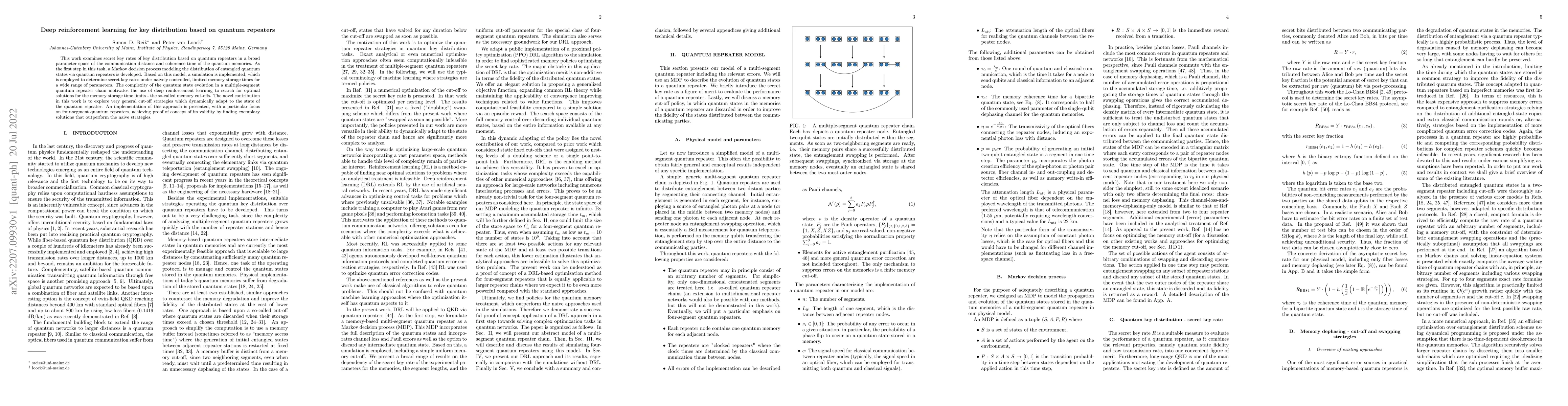 Thumbnail for Deep reinforcement learning for key distribution based on quantum
  repeaters