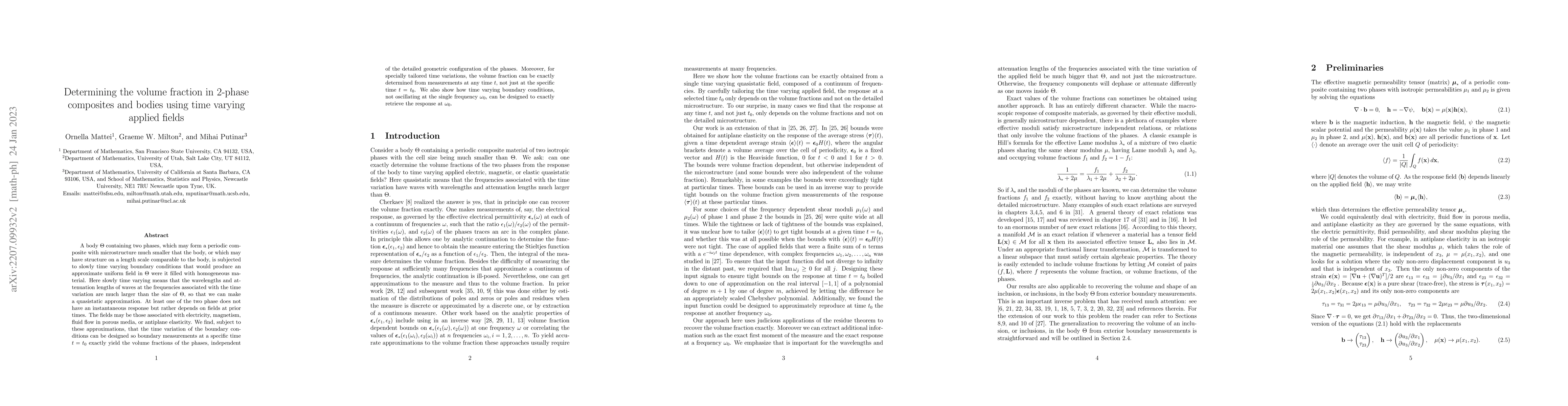 Thumbnail for Determining the volume fraction in 2-phase composites and bodies using
  time varying applied fields