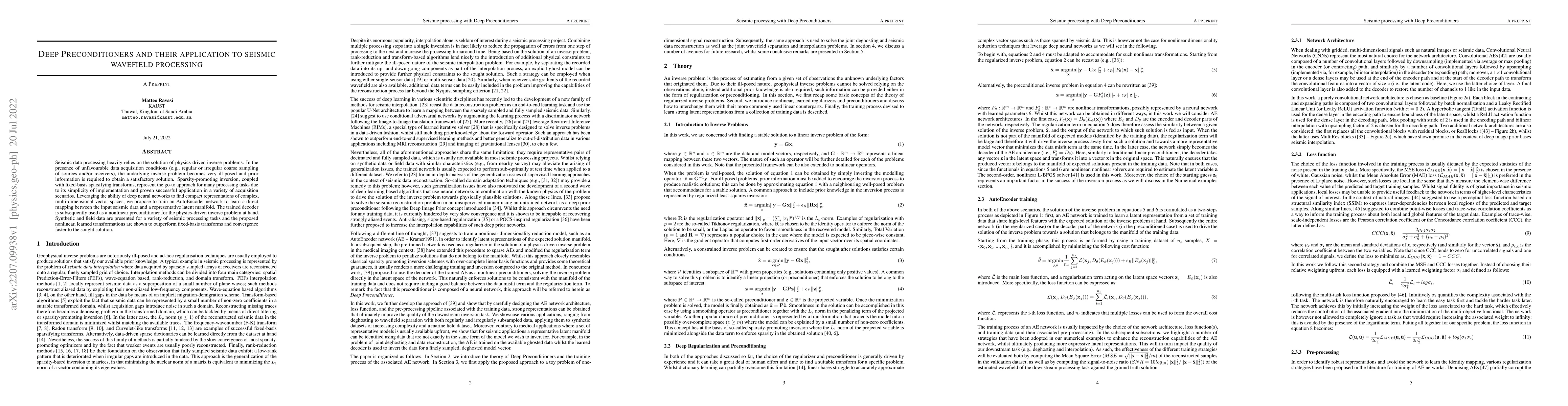 Thumbnail for Deep Preconditioners and their application to seismic wavefield
  processing