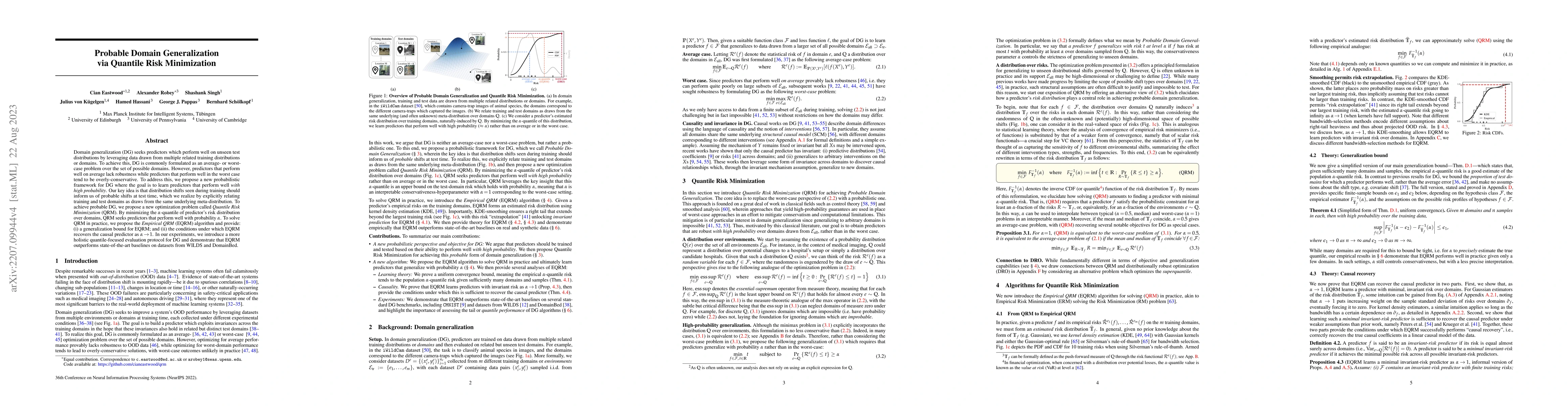 Thumbnail for Probable Domain Generalization via Quantile Risk Minimization