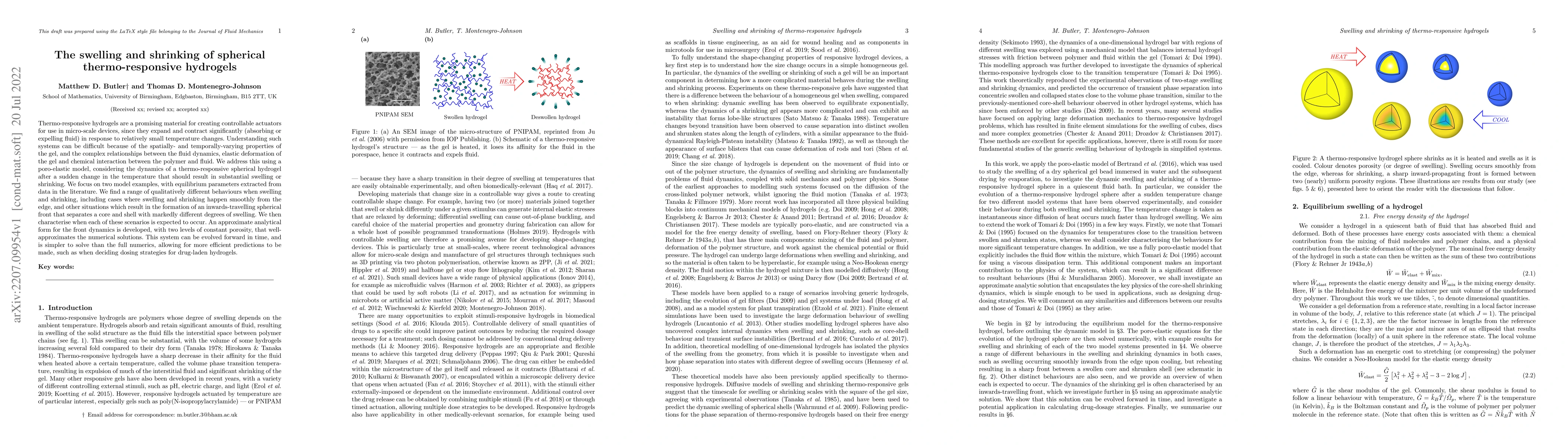 Thumbnail for The swelling and shrinking of spherical thermo-responsive hydrogels