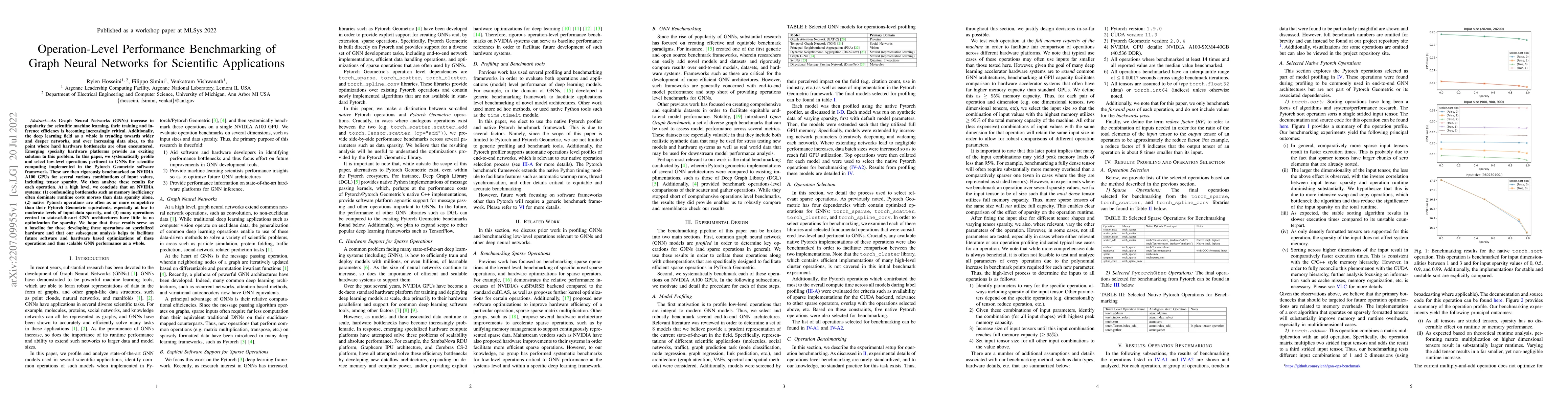 Thumbnail for Operation-Level Performance Benchmarking of Graph Neural Networks for
  Scientific Applications