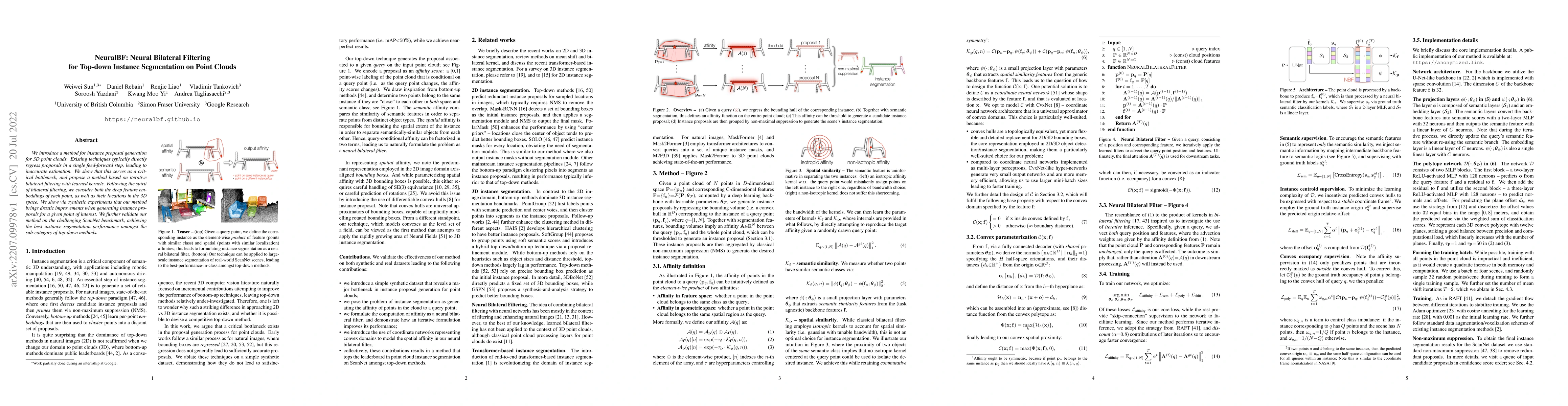 Thumbnail for NeuralBF: Neural Bilateral Filtering for Top-down Instance Segmentation
  on Point Clouds