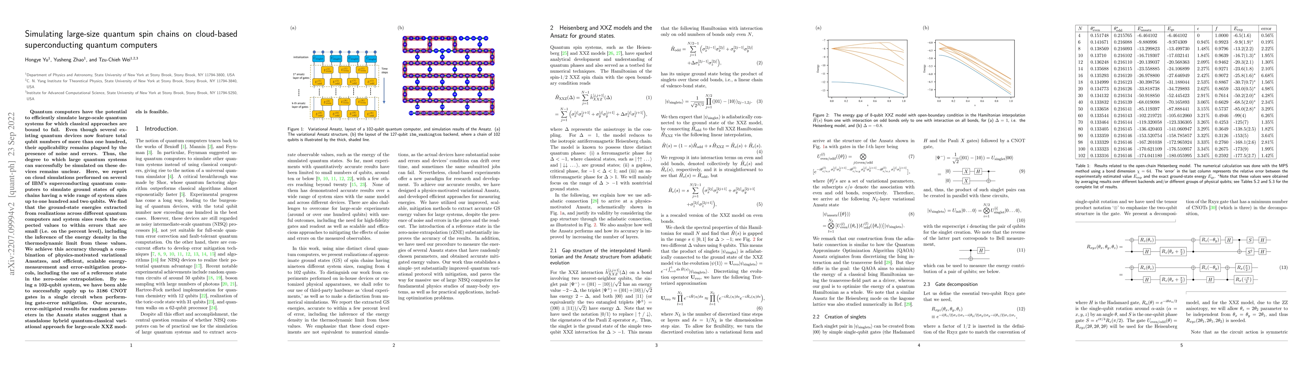 Thumbnail for Simulating large-size quantum spin chains on cloud-based superconducting
  quantum computers