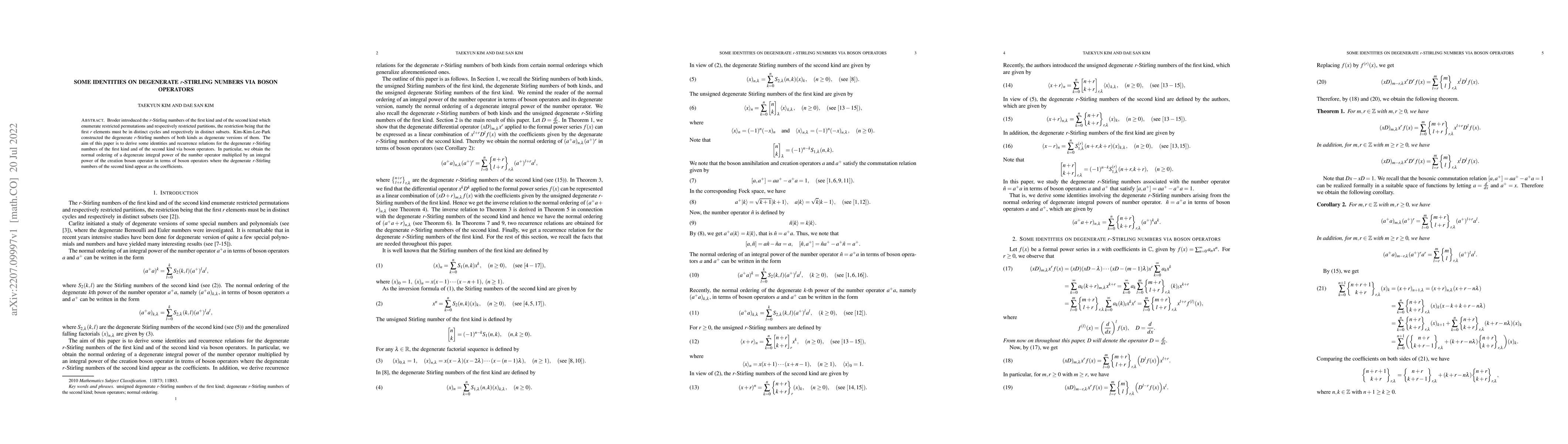 Thumbnail for Some identities on degenerate r-stirling numbers via boson operators