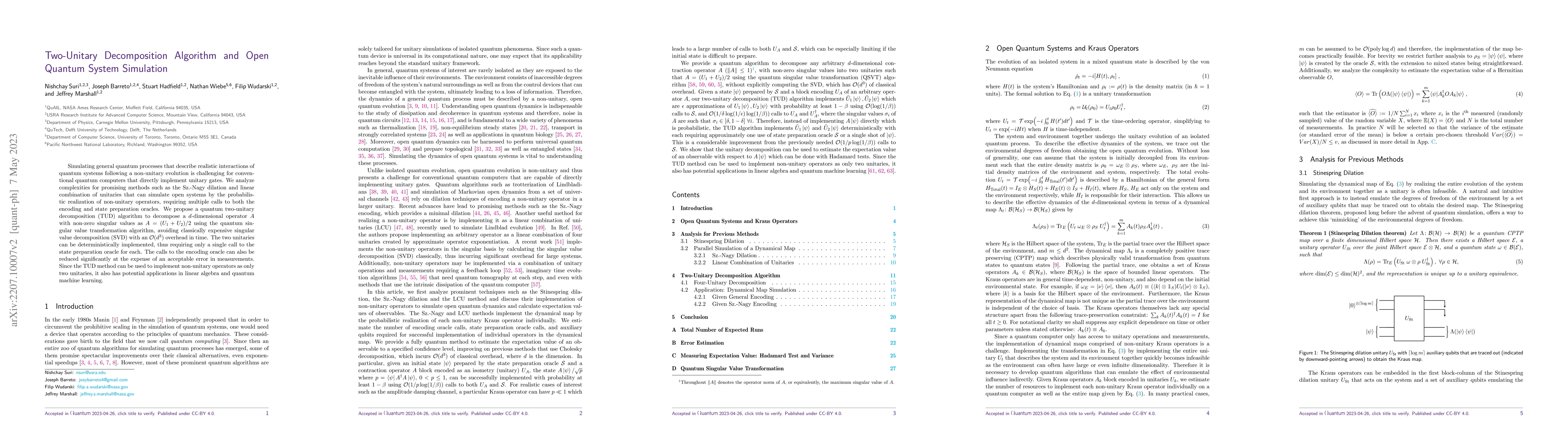 Thumbnail for Two-Unitary Decomposition Algorithm and Open Quantum System Simulation