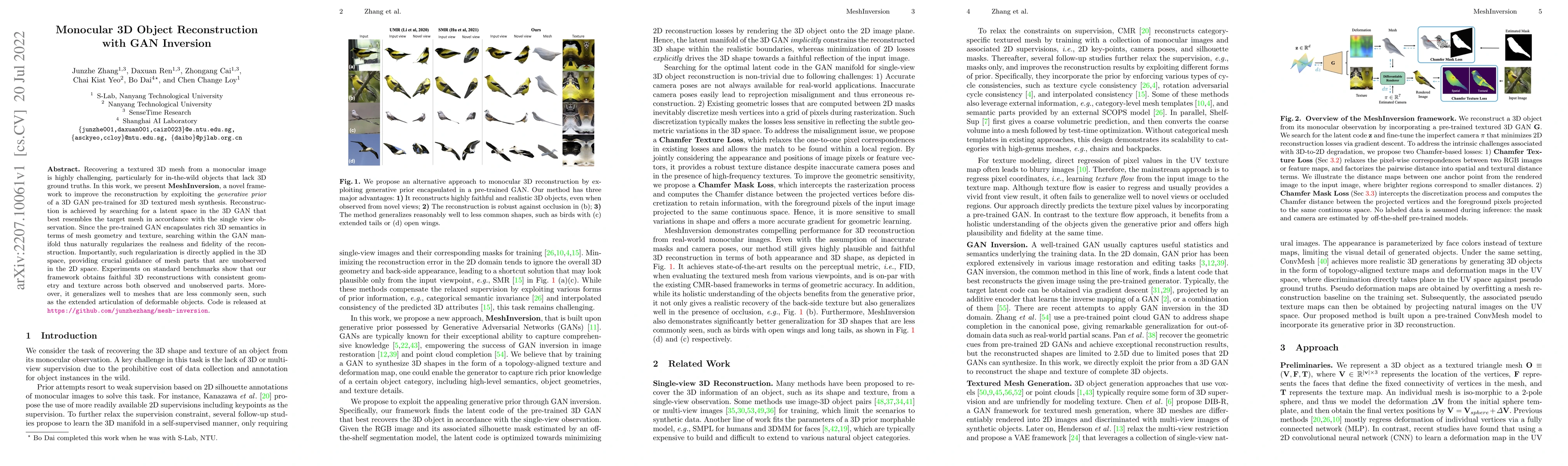 Thumbnail for Monocular 3D Object Reconstruction with GAN Inversion