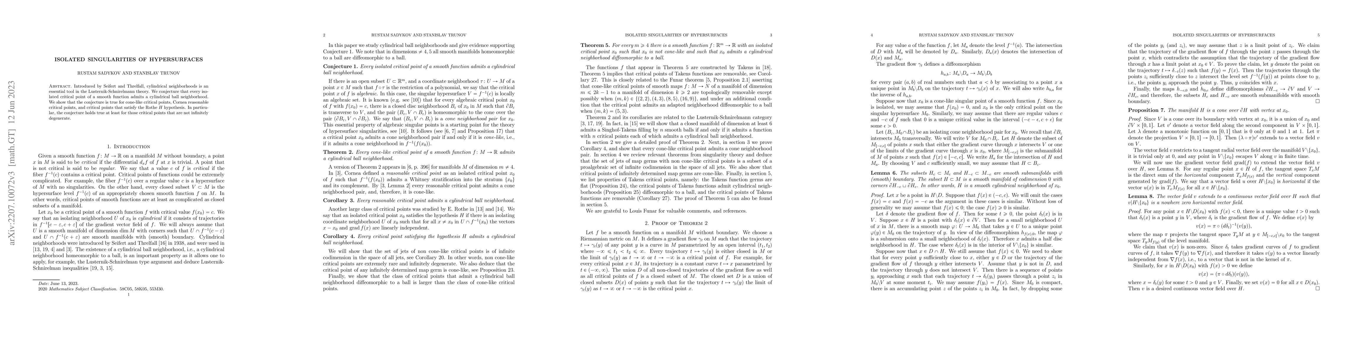Thumbnail for Isolated singularities of hypersurfaces
