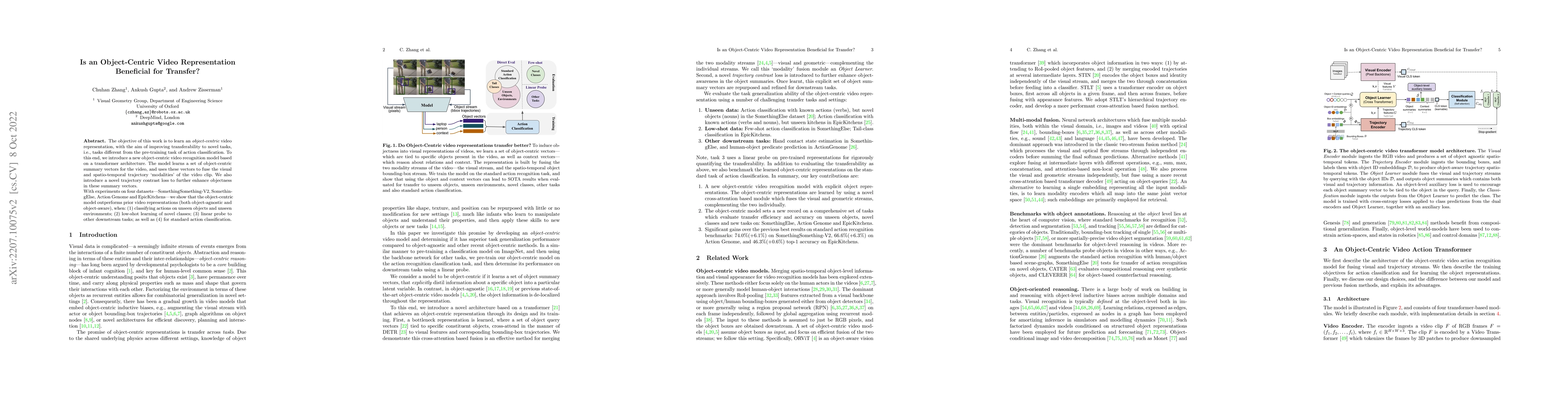 Thumbnail for Is an Object-Centric Video Representation Beneficial for Transfer?