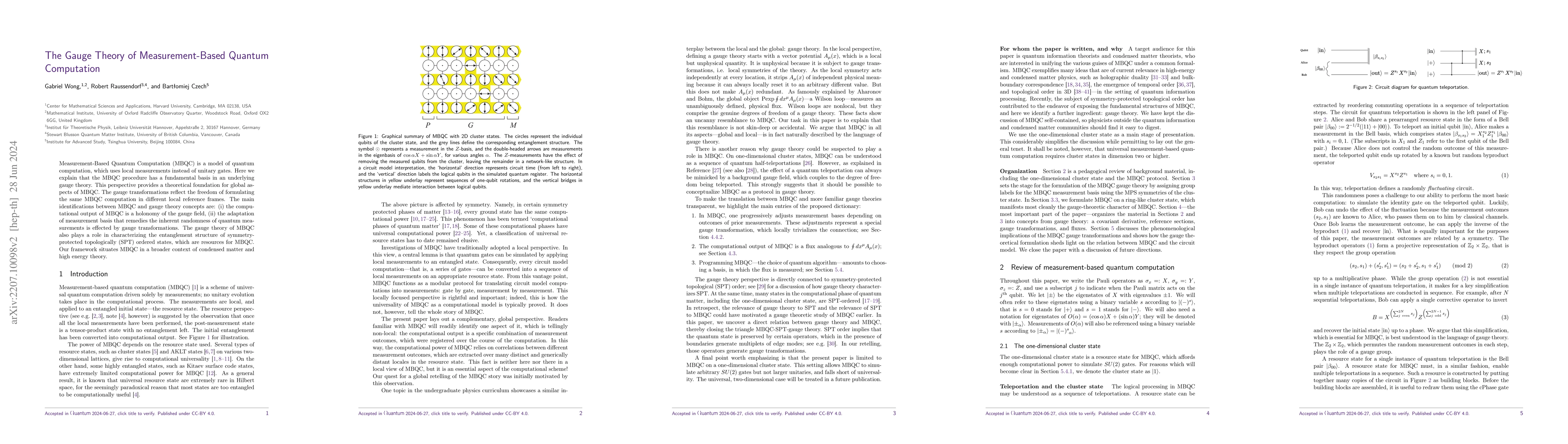 Thumbnail for The Gauge Theory of Measurement-Based Quantum Computation
