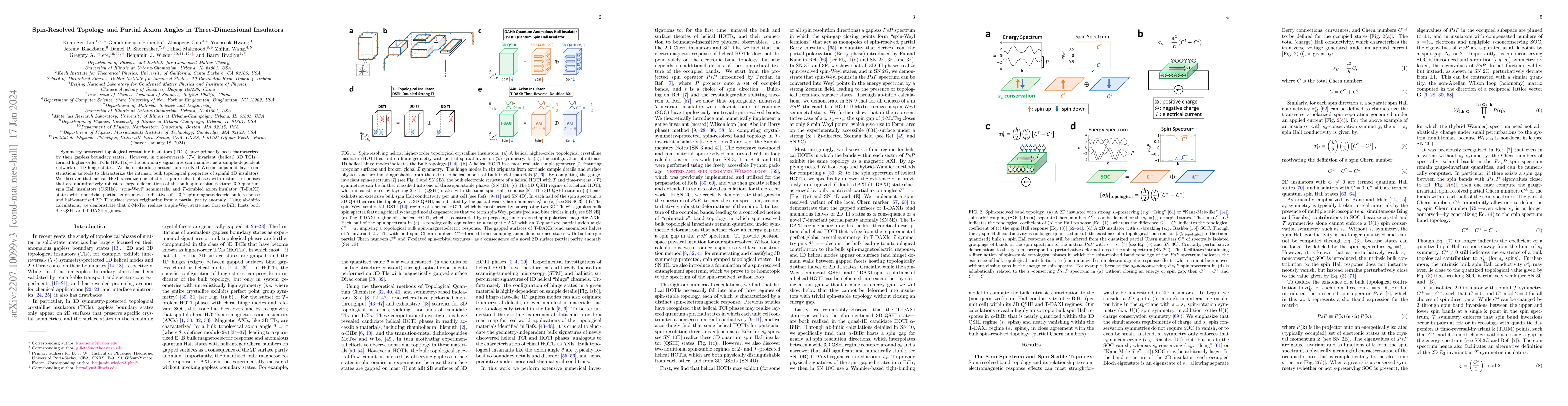 Thumbnail for Spin-Resolved Topology and Partial Axion Angles in Three-Dimensional
  Insulators