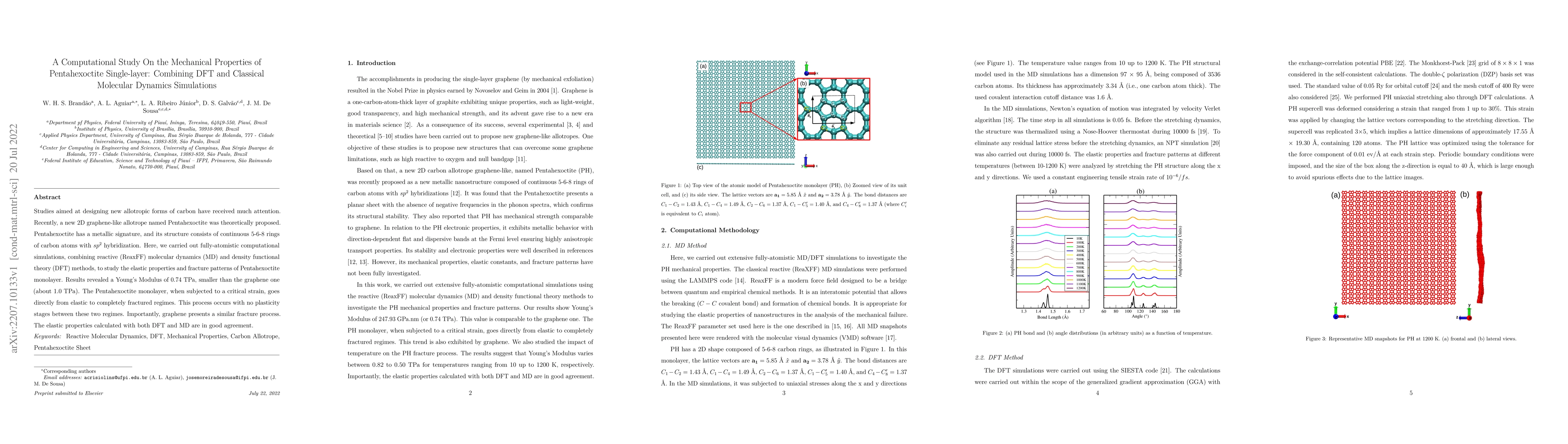 Thumbnail for A Computational Study On the Mechanical Properties of Pentahexoctite
  Single-layer: Combining DFT and Classical Molecular Dynamics Simulations