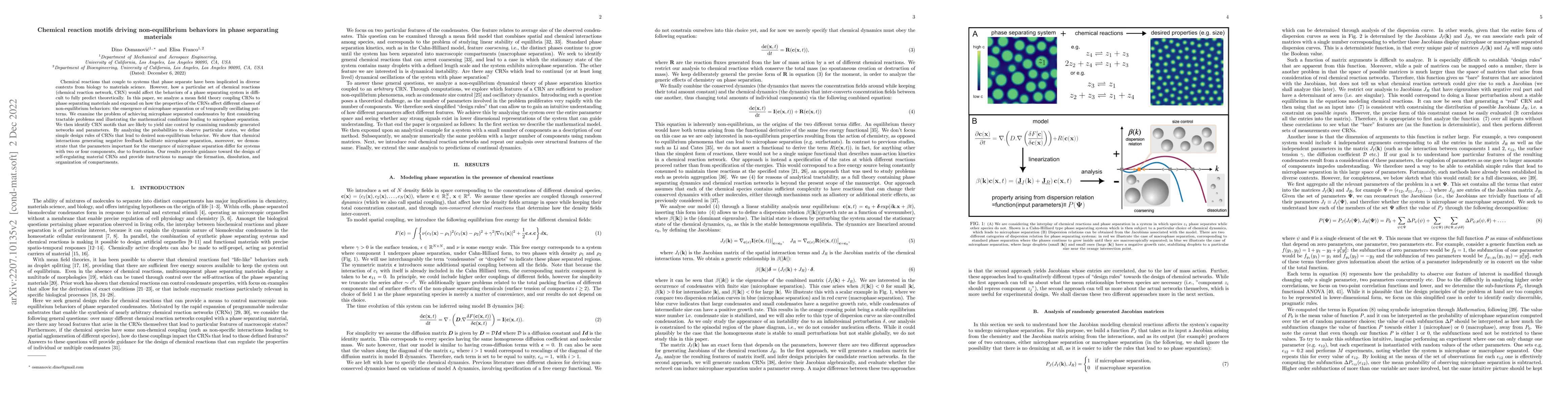 Thumbnail for Chemical reaction motifs driving non-equilibrium behaviors in phase
  separating materials