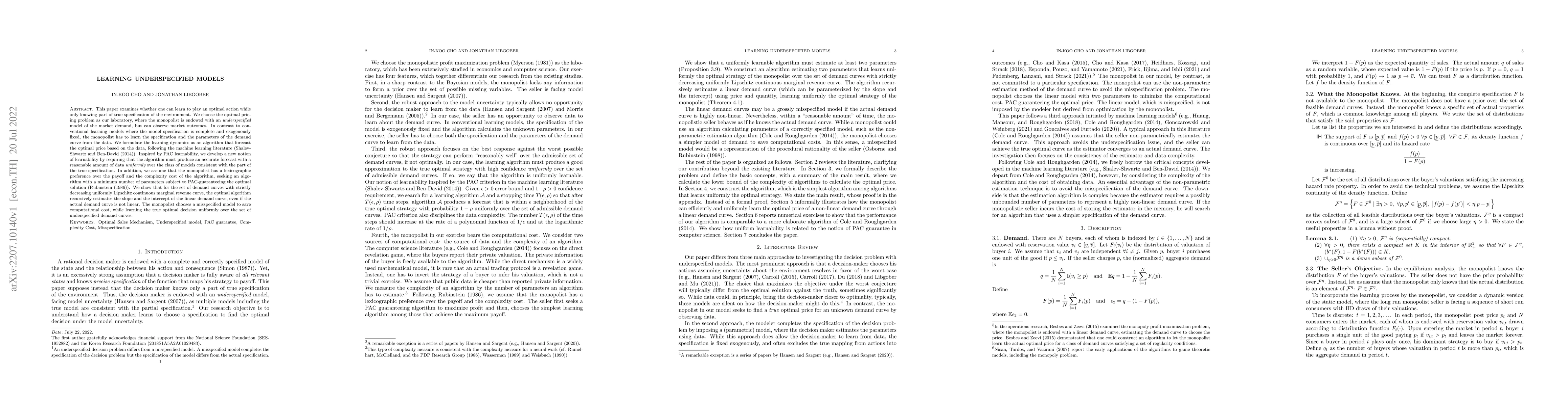 Thumbnail for Learning Underspecified Models