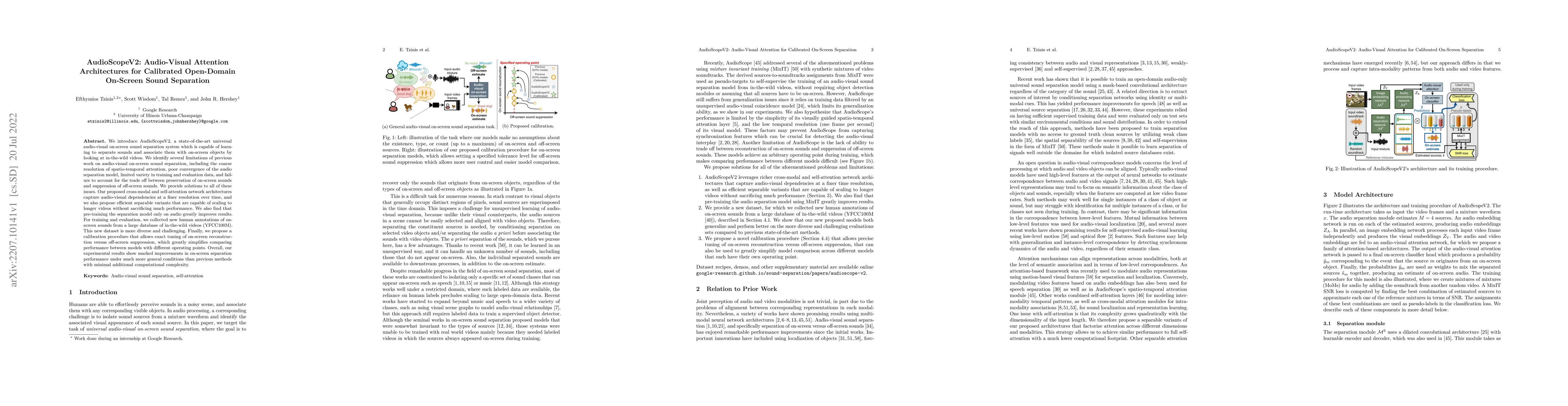 Thumbnail for AudioScopeV2: Audio-Visual Attention Architectures for Calibrated
  Open-Domain On-Screen Sound Separation