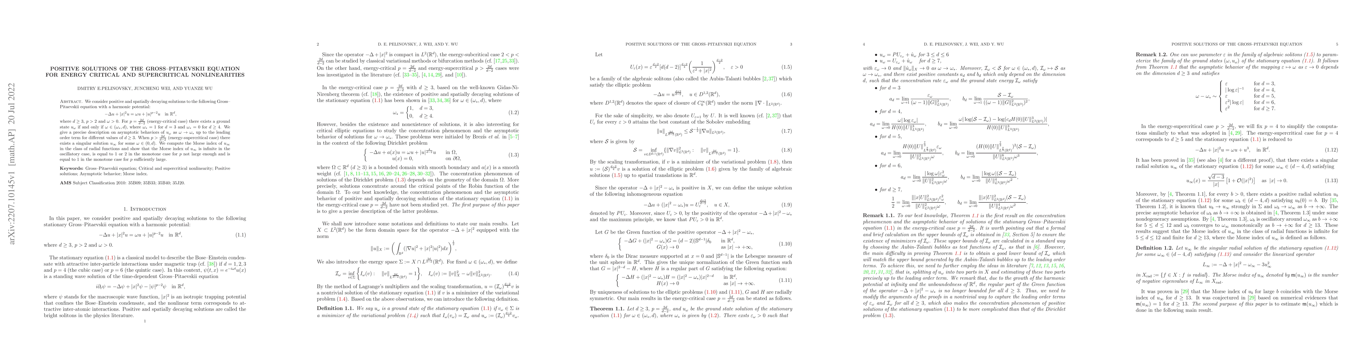 Thumbnail for Positive solutions of the Gross-Pitaevskii equation for energy critical
  and supercritical nonlinearities