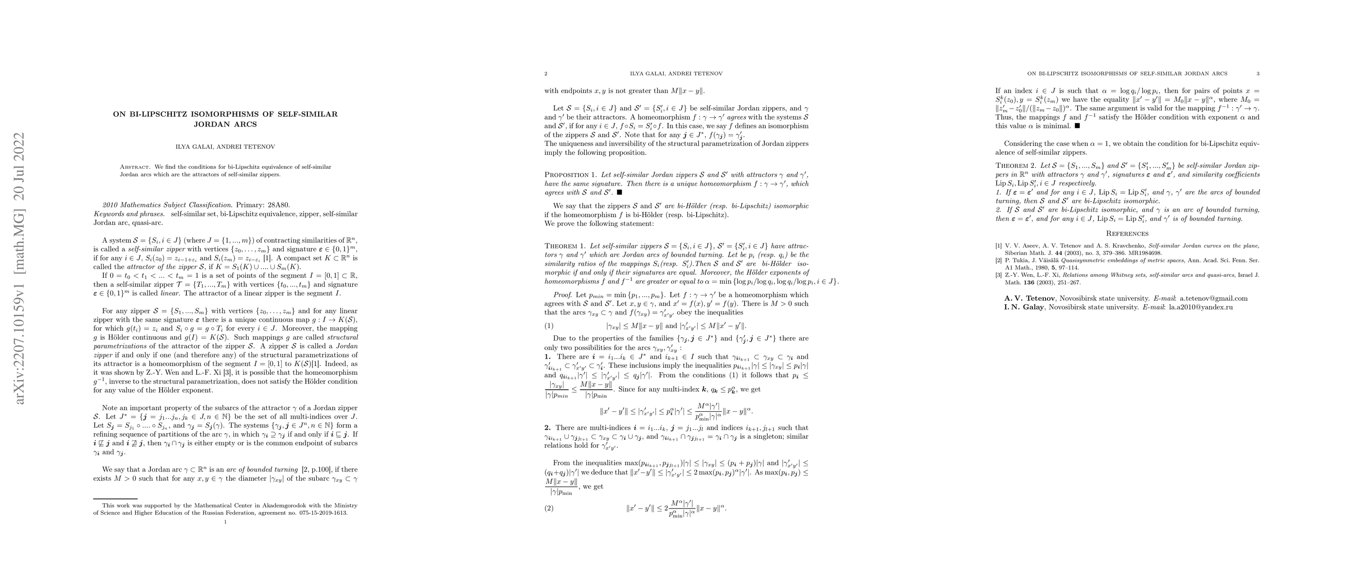 Thumbnail for On bi-Lipschitz isomorphisms of self-similar Jordan arcs
