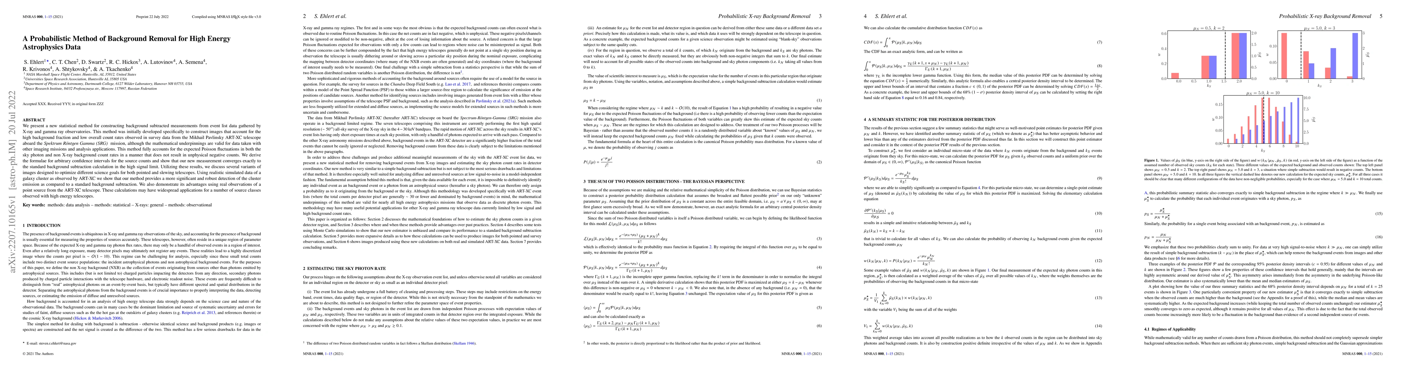Thumbnail for A Probabilistic Method of Background Removal for High Energy
  Astrophysics Data