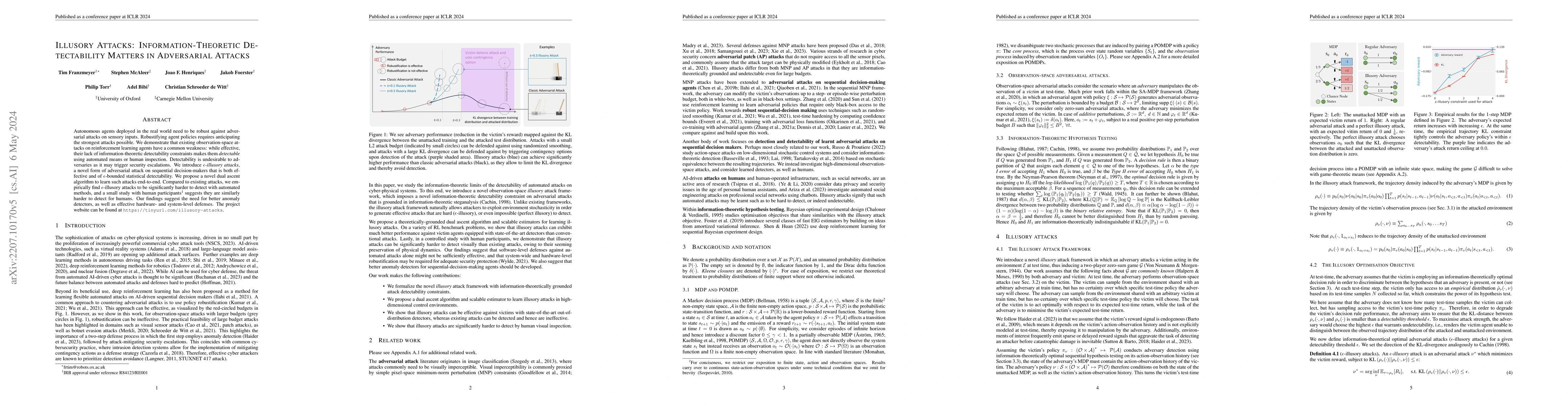 Thumbnail for Illusory Attacks: Information-Theoretic Detectability Matters in
  Adversarial Attacks