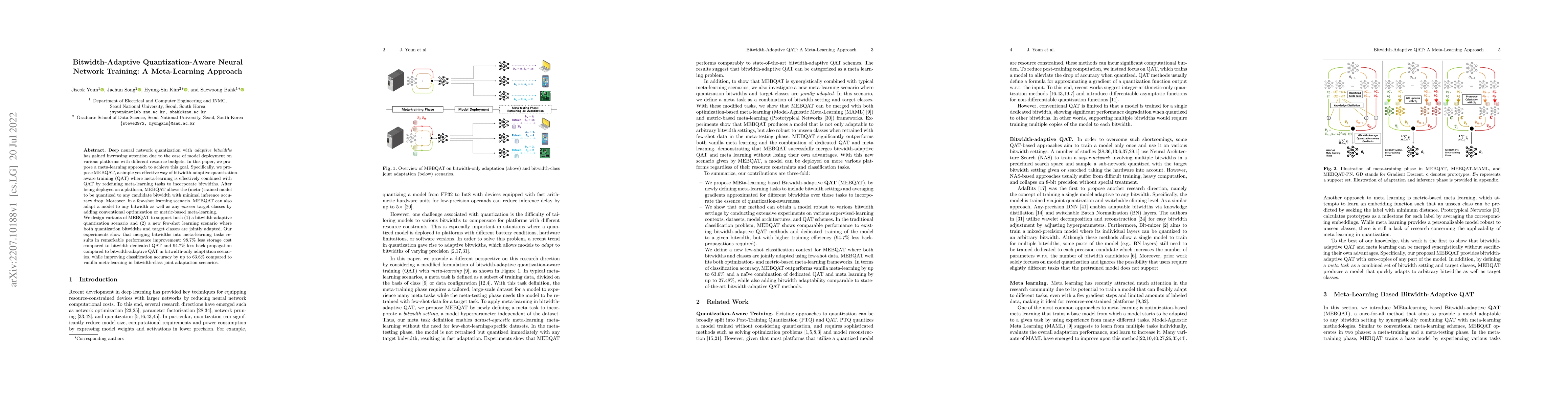 Thumbnail for Bitwidth-Adaptive Quantization-Aware Neural Network Training: A
  Meta-Learning Approach
