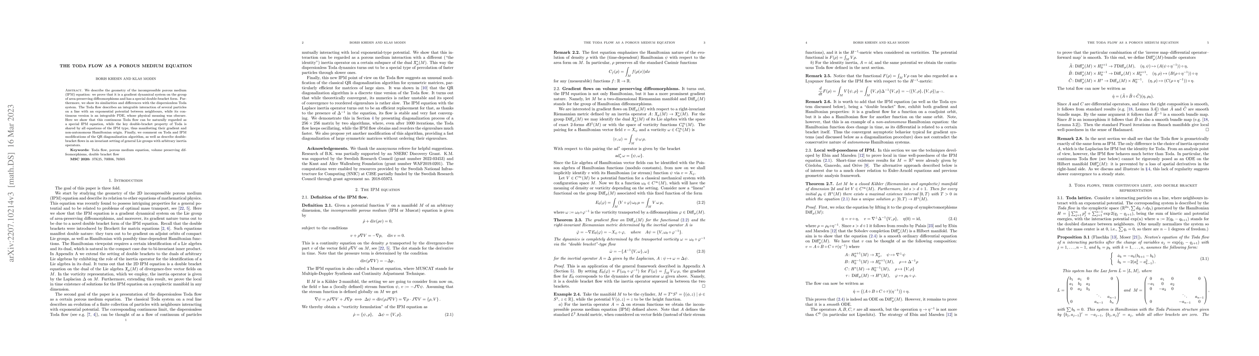 Thumbnail for The Toda flow as a porous medium equation