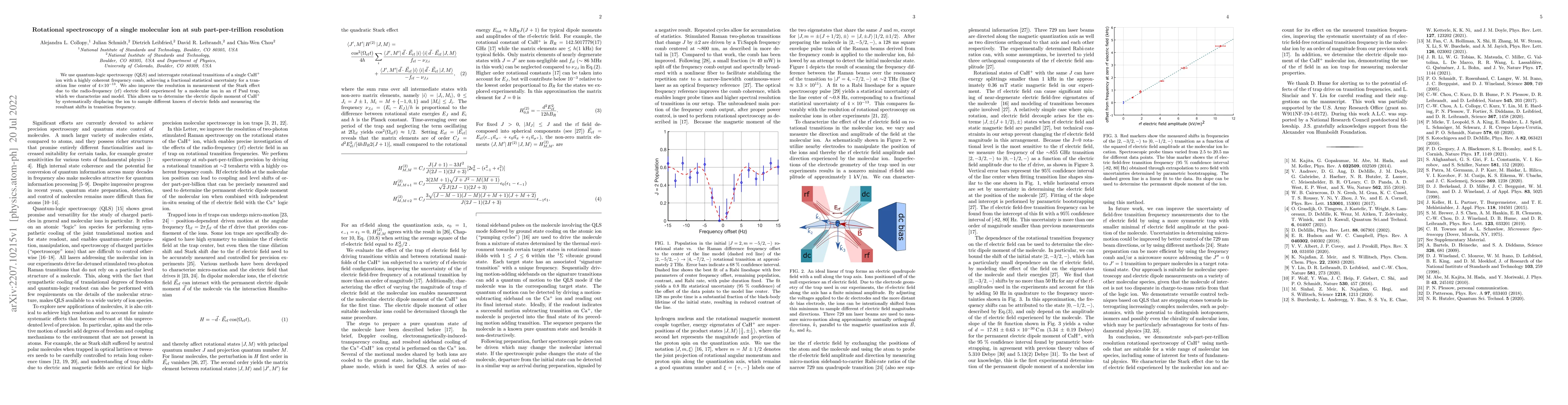 Thumbnail for Rotational spectroscopy of a single molecular ion at sub
  part-per-trillion resolution