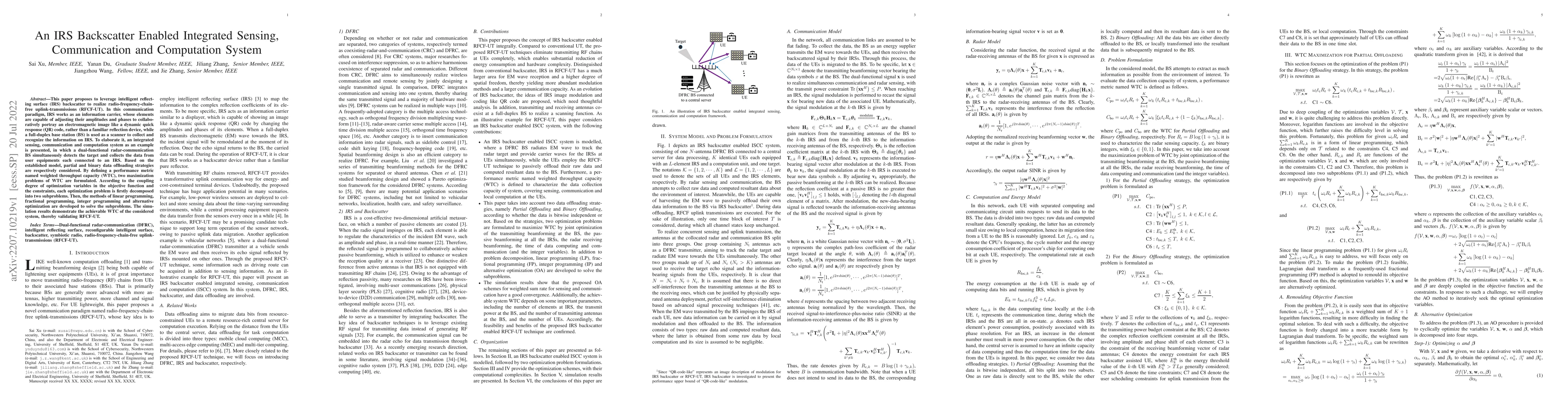 Thumbnail for An IRS Backscatter Enabled Integrated Sensing, Communication and
  Computation System