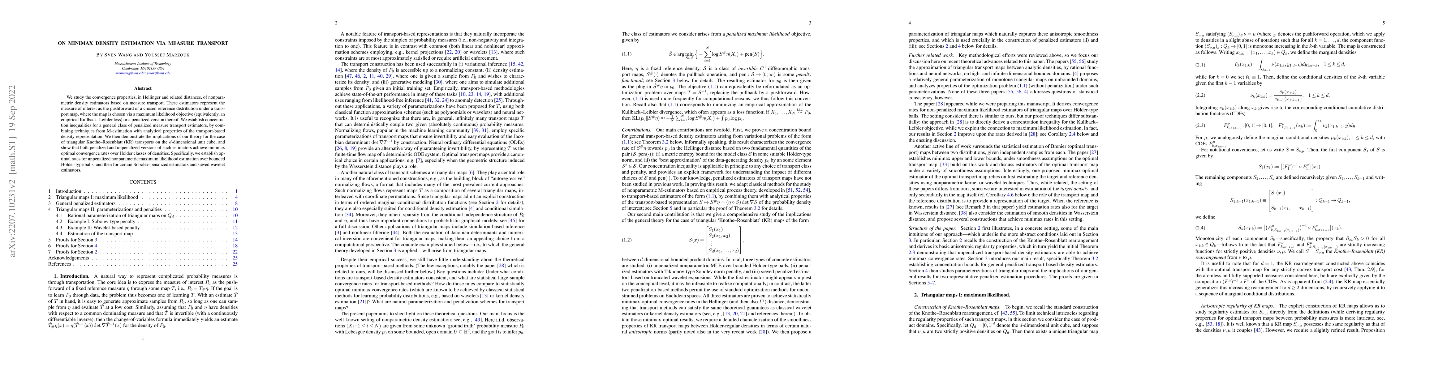 Thumbnail for On minimax density estimation via measure transport