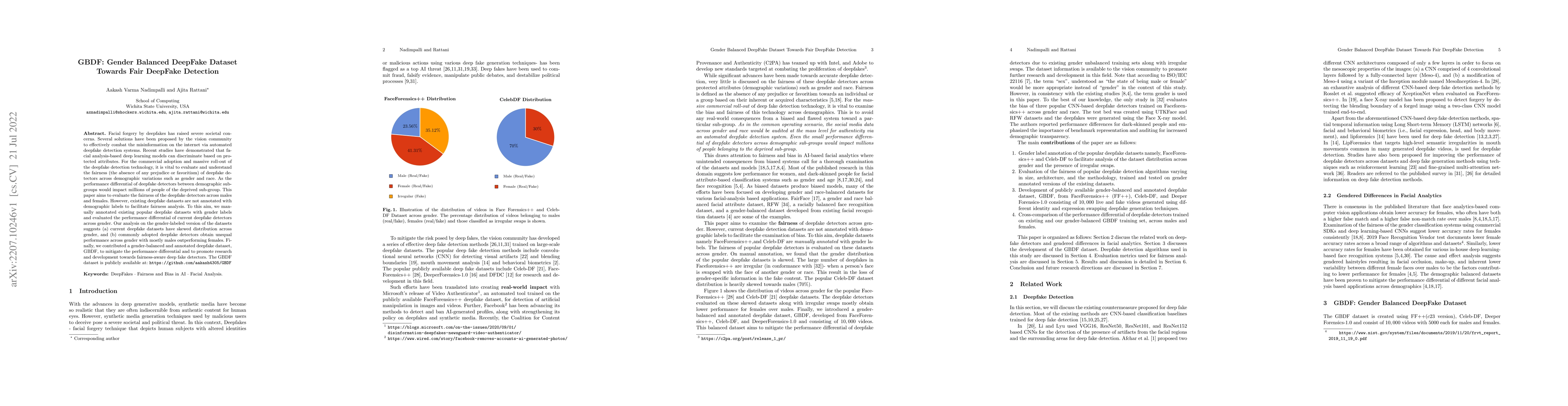 Thumbnail for GBDF: Gender Balanced DeepFake Dataset Towards Fair DeepFake Detection