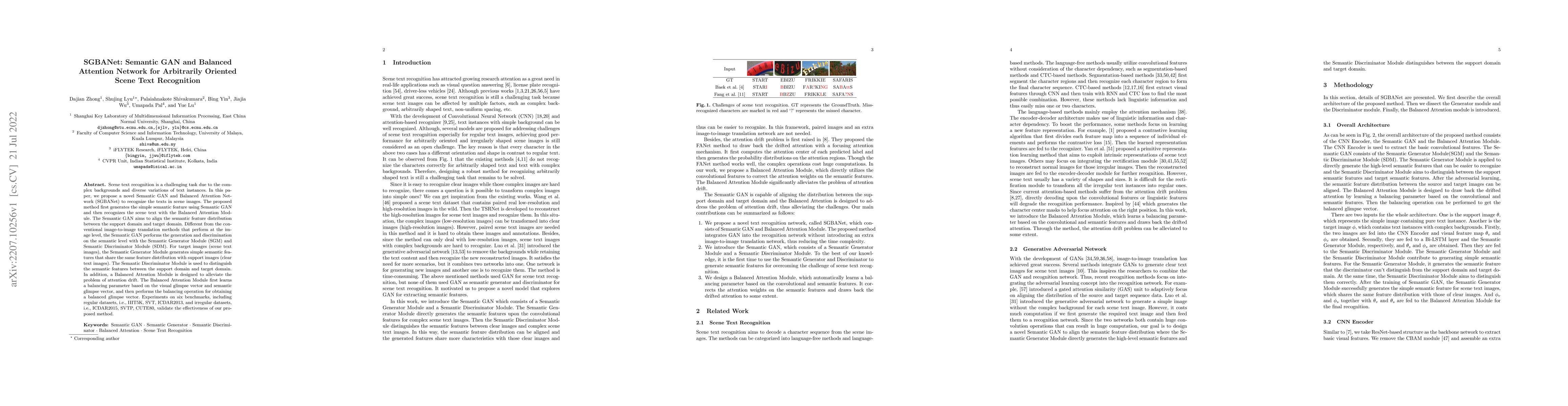 Thumbnail for SGBANet: Semantic GAN and Balanced Attention Network for Arbitrarily
  Oriented Scene Text Recognition