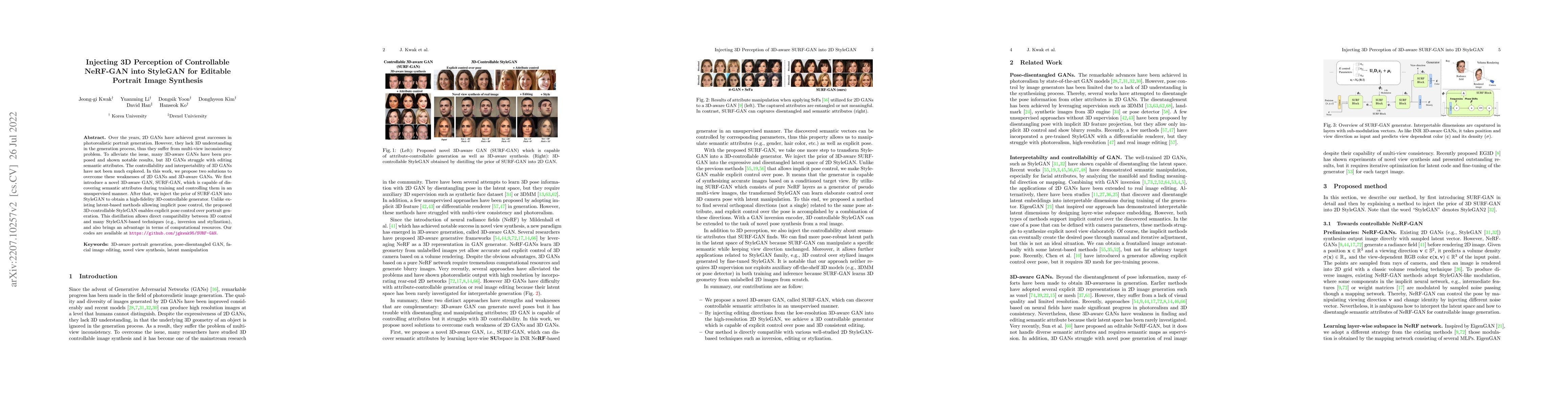 Thumbnail for Injecting 3D Perception of Controllable NeRF-GAN into StyleGAN for
  Editable Portrait Image Synthesis
