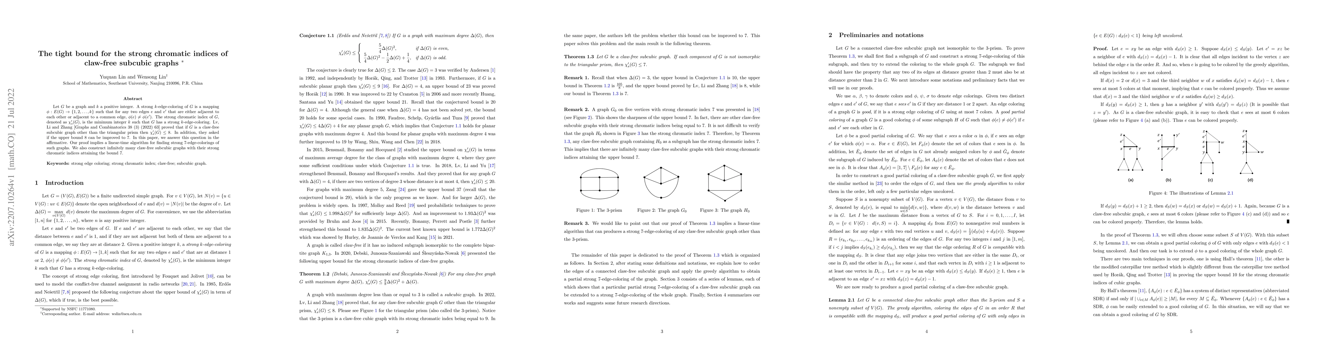Thumbnail for The tight bound for the strong chromatic indices of claw-free subcubic
  graphs