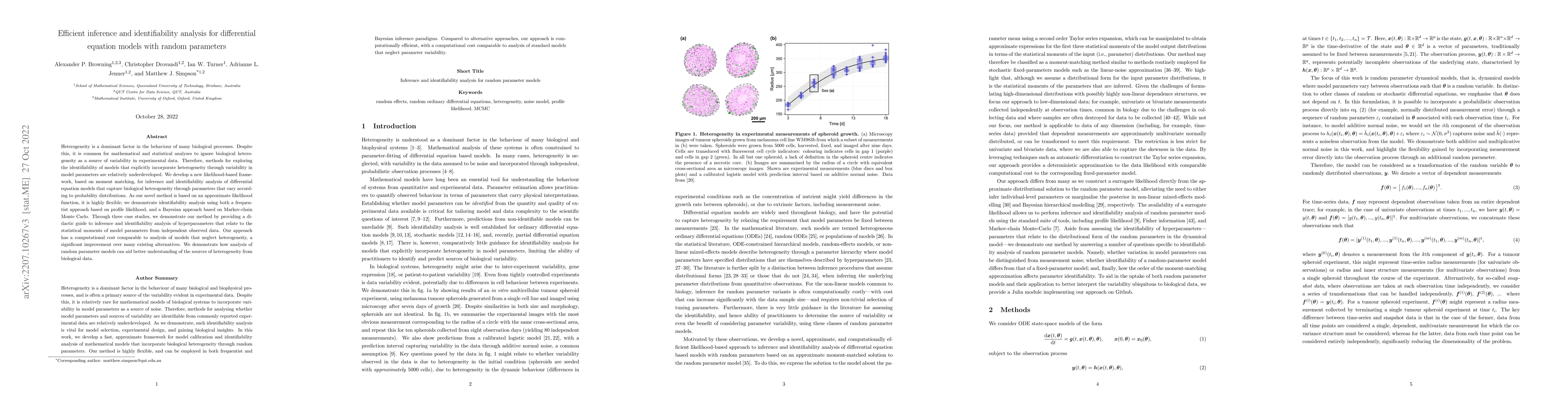 Thumbnail for Efficient inference and identifiability analysis for differential
  equation models with random parameters
