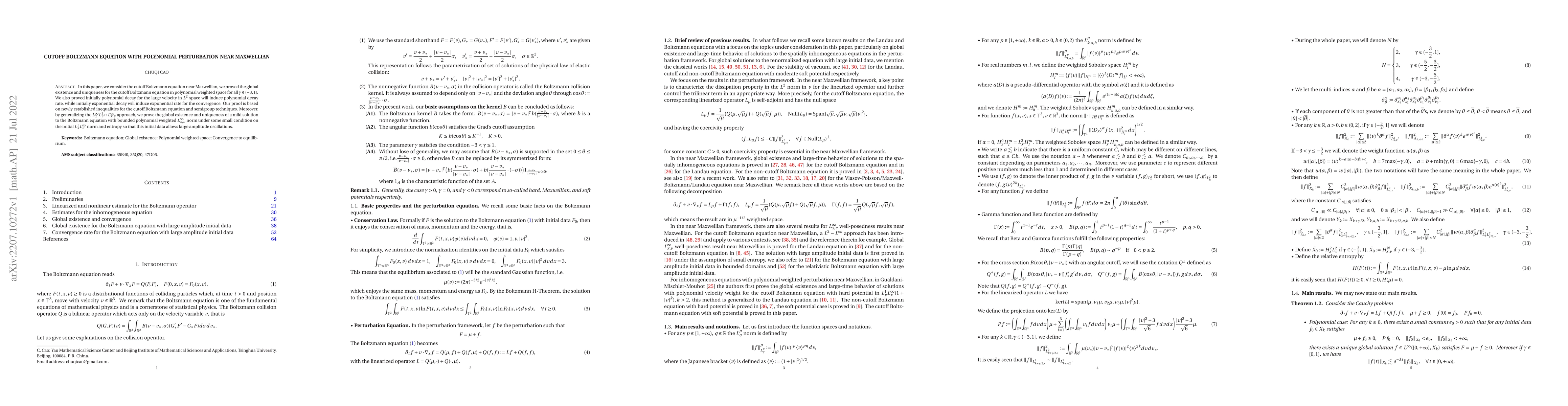 Thumbnail for Cutoff Boltzmann equation with polynomial perturbation near Maxwellian