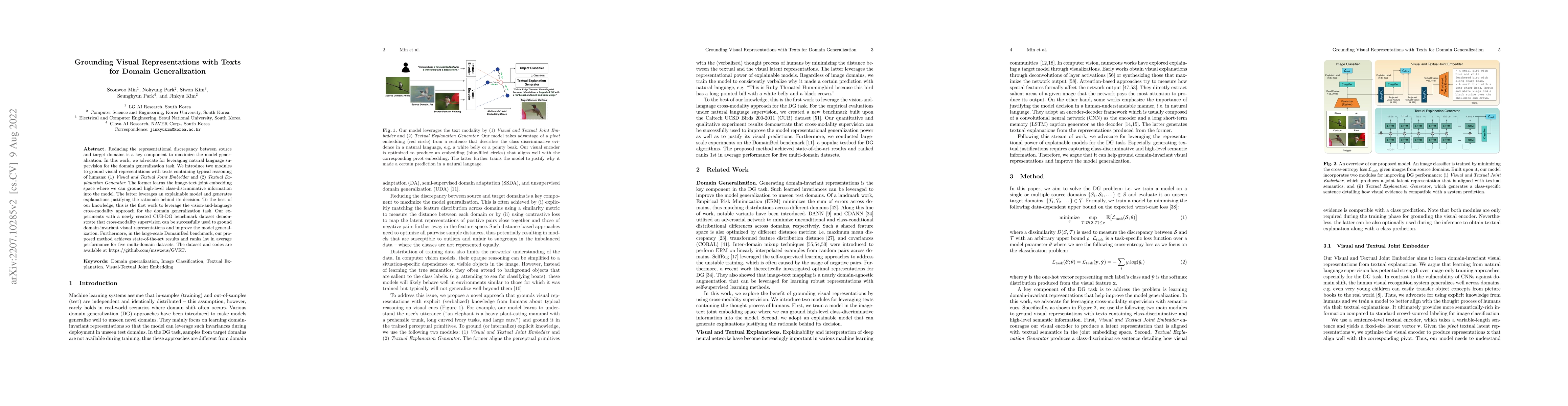 Thumbnail for Grounding Visual Representations with Texts for Domain Generalization