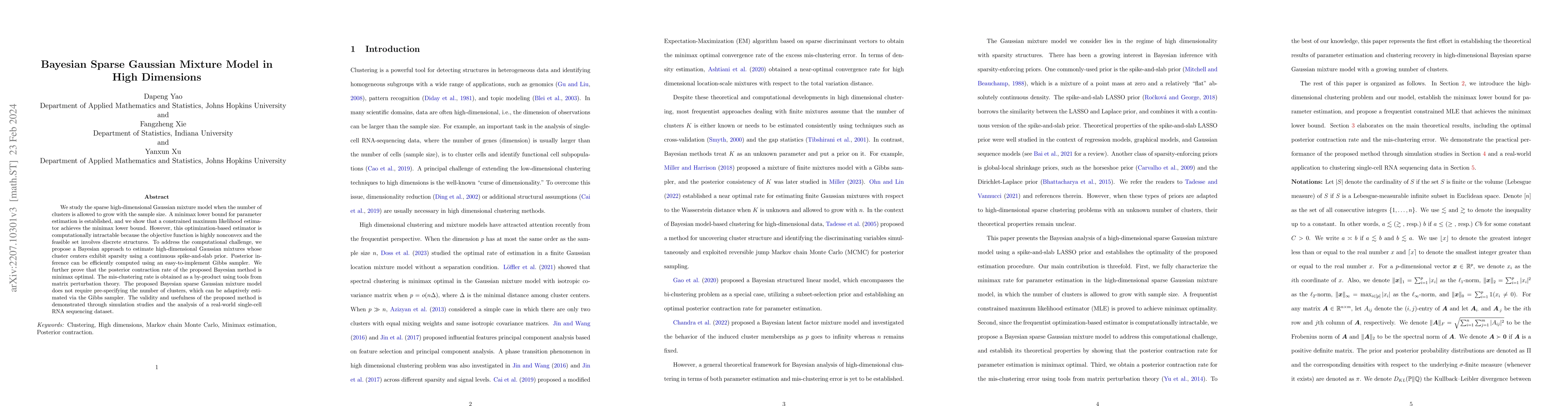 Thumbnail for Bayesian Sparse Gaussian Mixture Model in High Dimensions